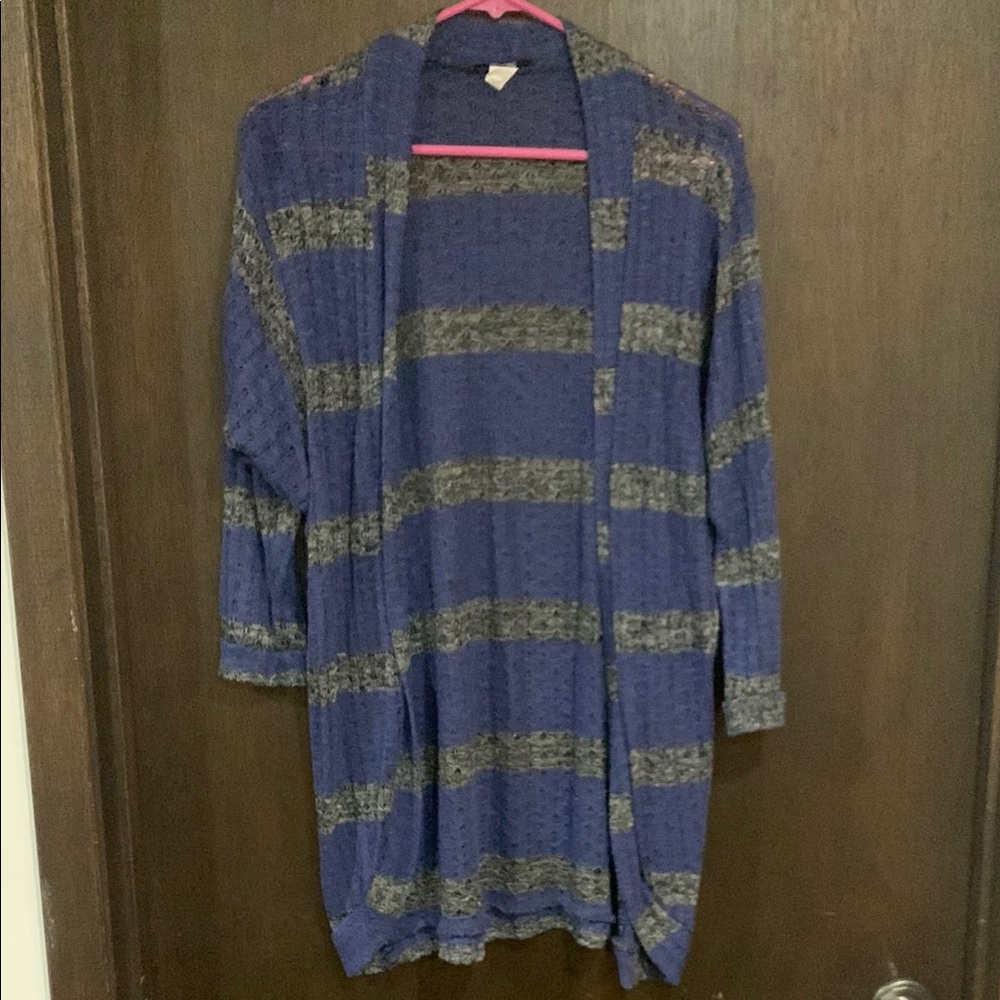 *3/$10* Blue and Gray Striped Women's Dynamite Sweater XL